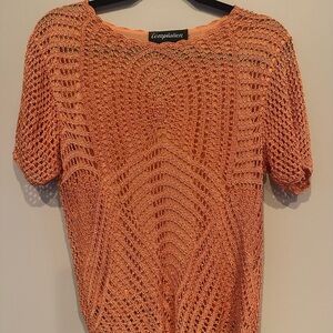 Temptations Beaded Crochet lined top Womens Medium Shirt Evening Office Luxury